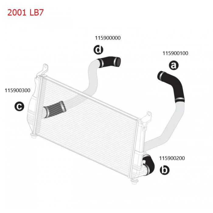 PPE Silicone Hoses and Stainless Steel Clamps, 2001 LB7 - Image 2