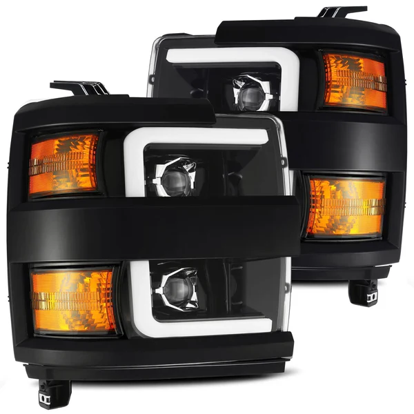 AlphaRex Pro-Series Halogen Projector Headlights - Jet Black, 2015-2019 Silverado LML/L5P