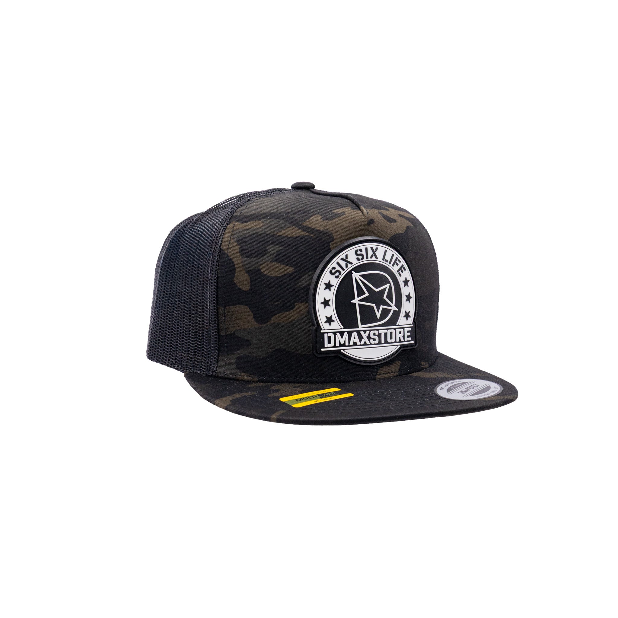 DMAXSTORE "Six Six Life Patch" Black Camo Snapback Hat - Image 3