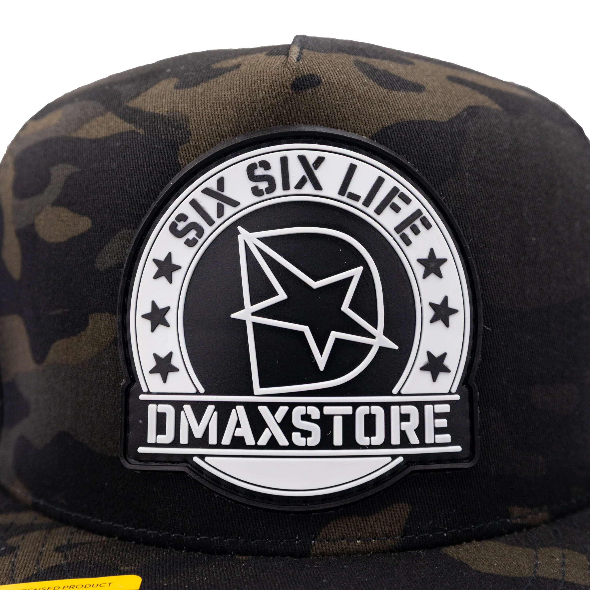 DMAXSTORE "Six Six Life Patch" Black Camo Snapback Hat - Image 5