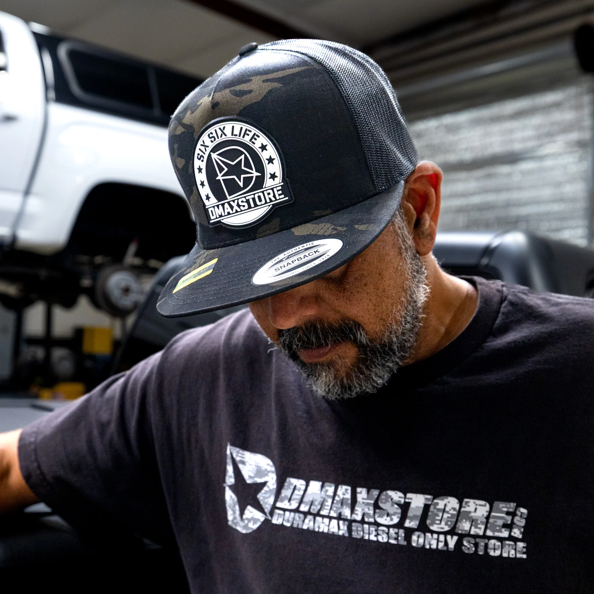 DMAXSTORE "Six Six Life Patch" Black Camo Snapback Hat - Image 9